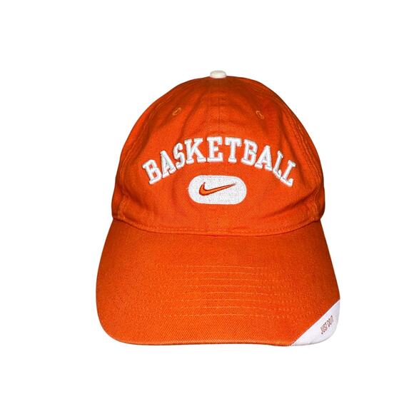 Vintage‎ Nike Basketball Y2K Hat Cap Orange Swoosh Embroidered Strapback WNBA - Picture 1 of 14